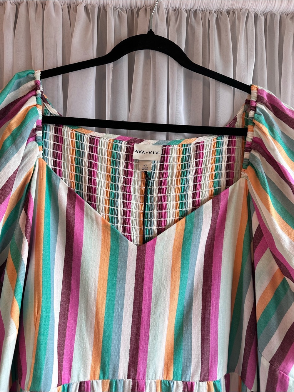Ava & Viv Cotton Striped colorful Smocked Sundress with Pockets size 4X - Picture 4 of 10